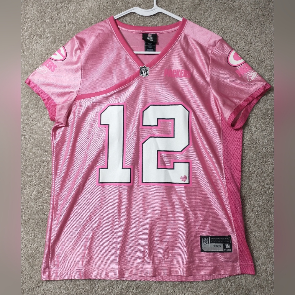 NFL Green Bay Packers Large 12 Aaron Rodgers Jersey Pink Reebok